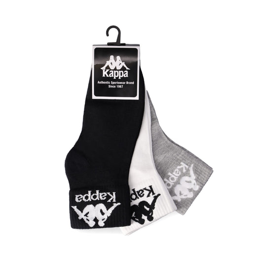 3 Pack Ankle Socks - Black/White/Grey