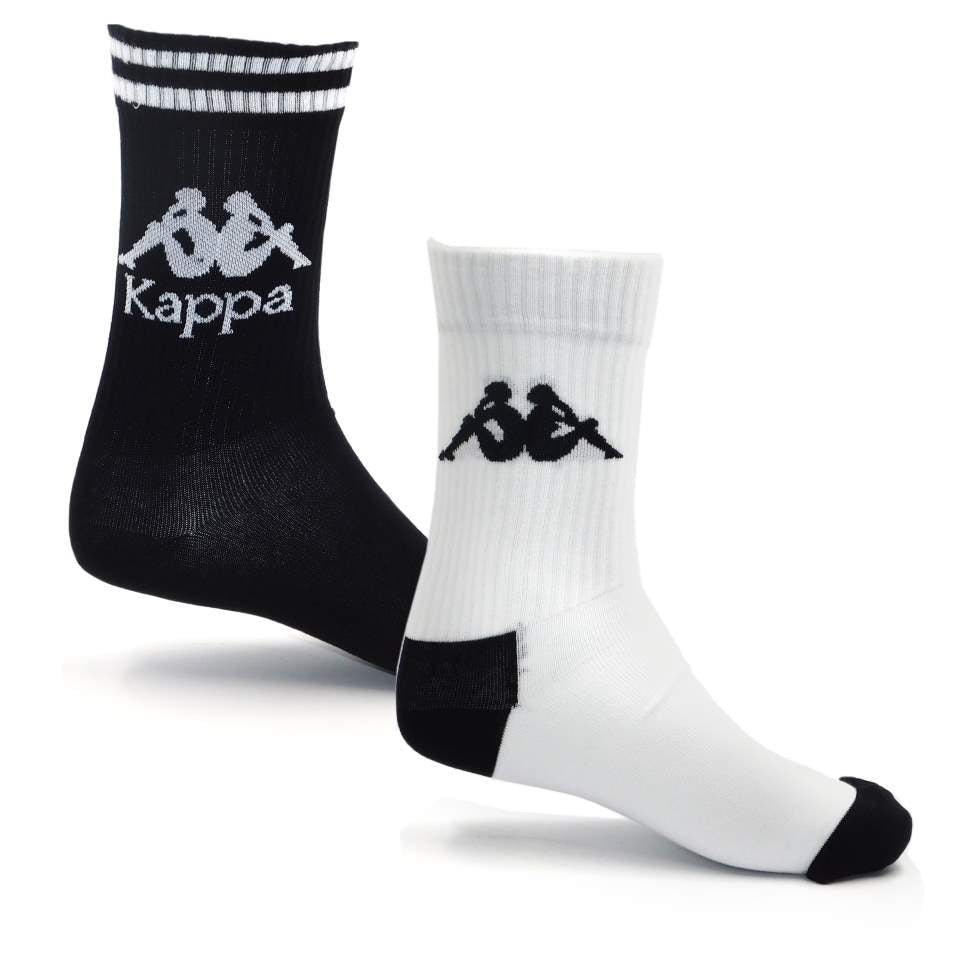 2PK KAPPA CREW SOCKS  BLACK WHITE