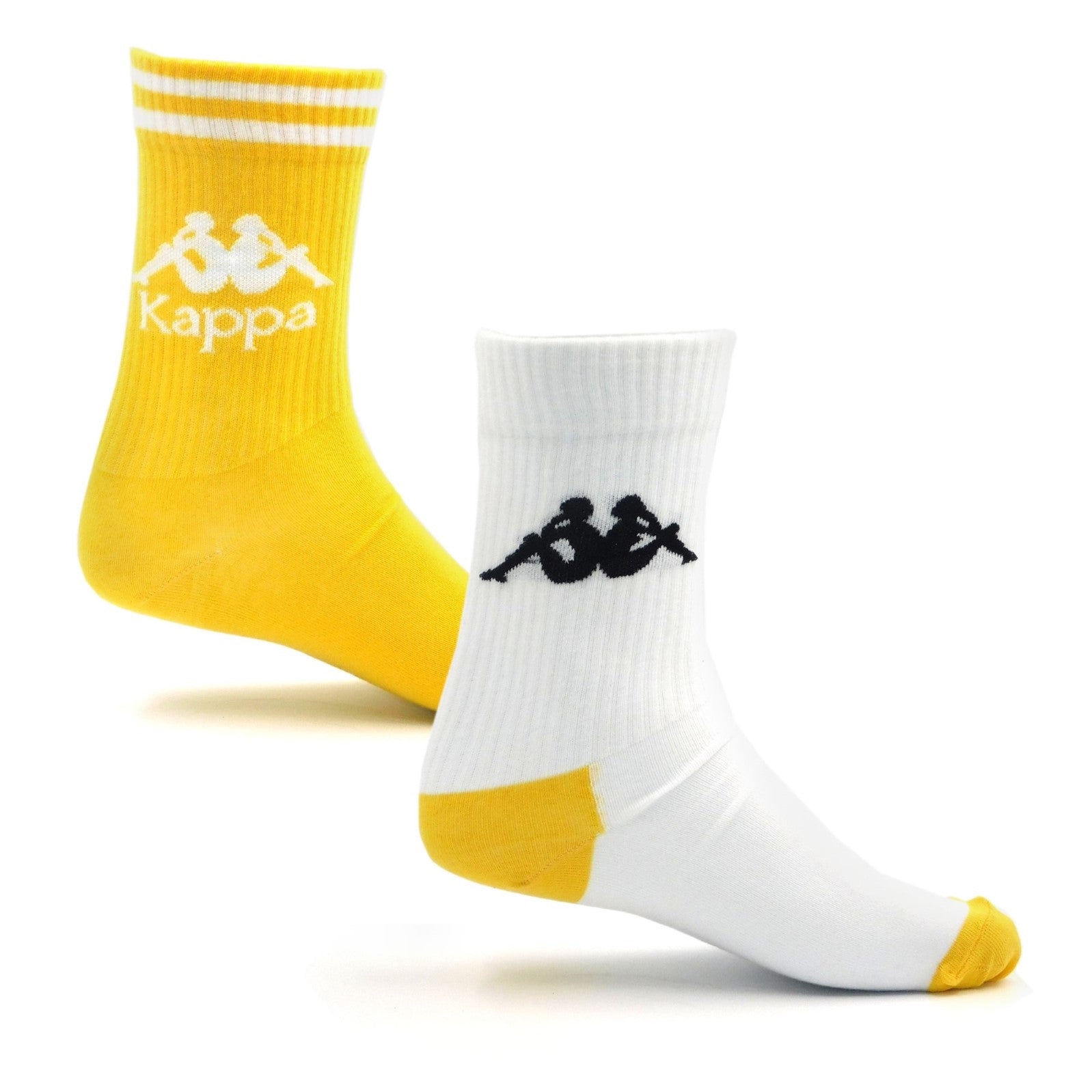 2PK KAPPA CREW SOCKS - YELLOW WHITE