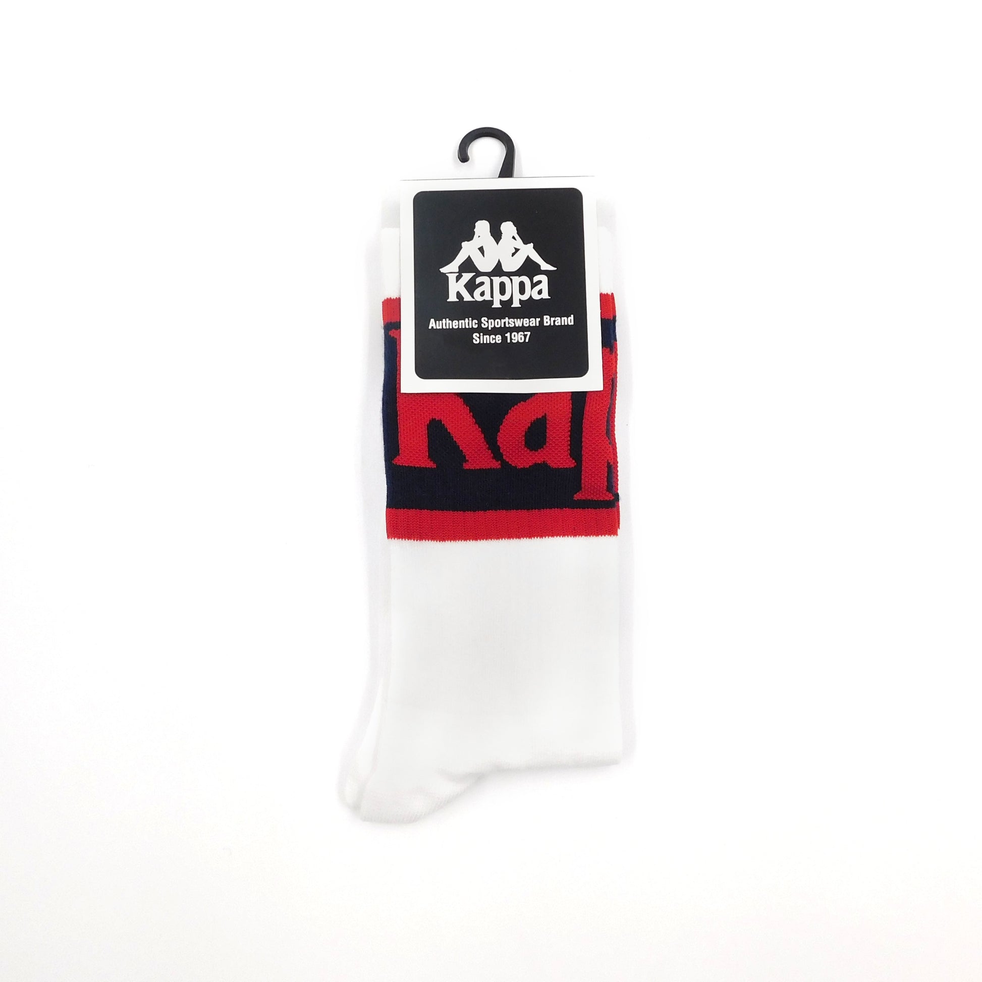 1 PK LOGO CREW SOCKS - WHITE/NAVY/RED ONE